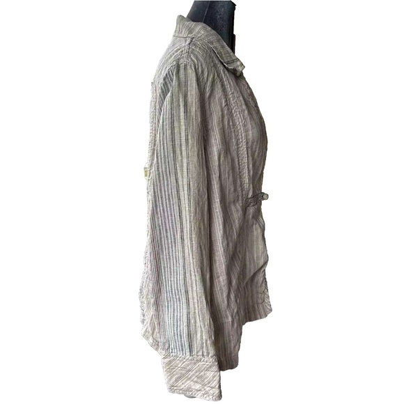 The Territory Ahead Linen Long Sleeve Blazer Womens Size XL Striped Lagenlook - Picture 8 of 13